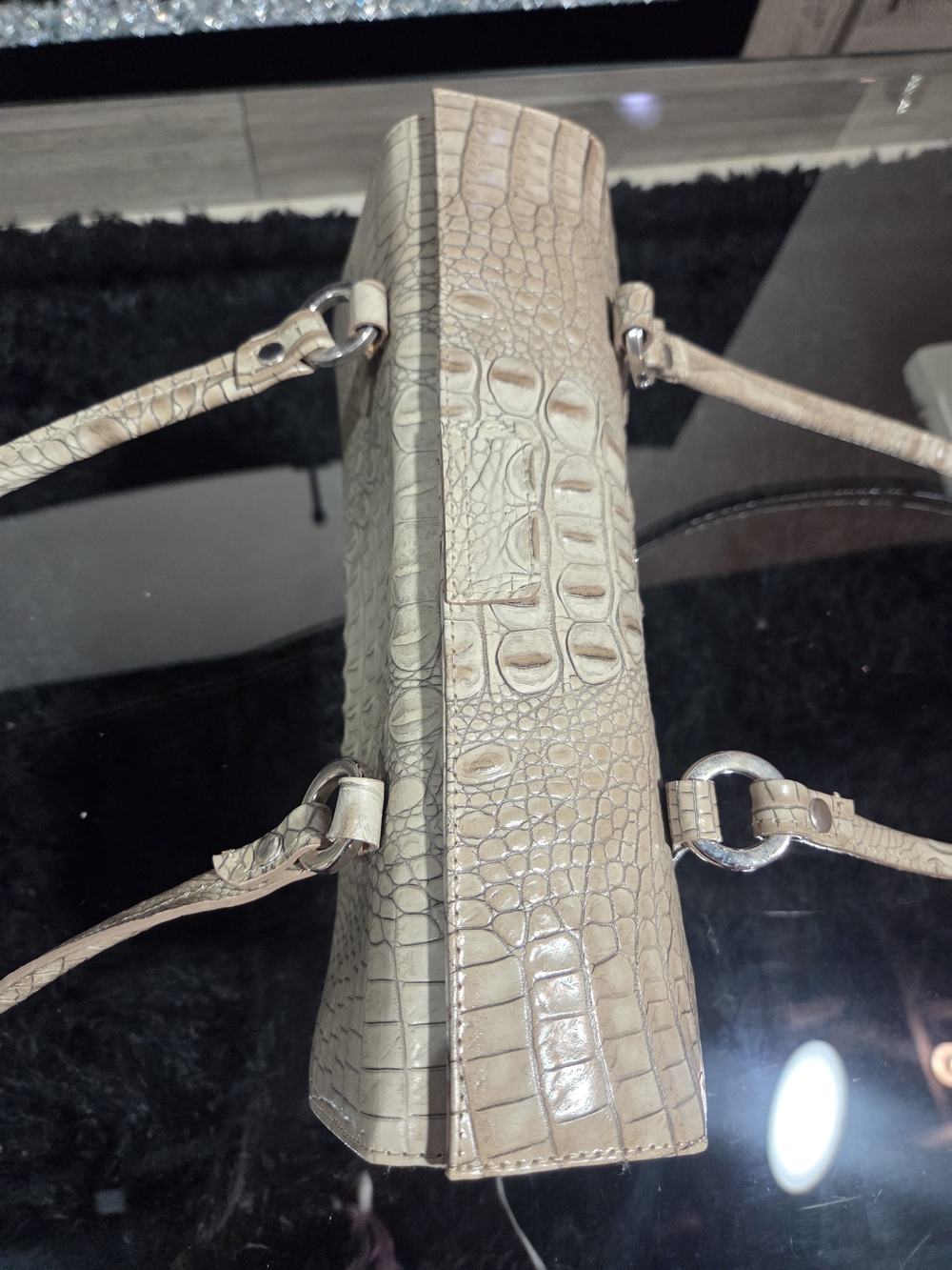 I Santi Italian Leather Croc-Embossed With Pink Interior Vintage Purse (90's) - Picture 4 of 12